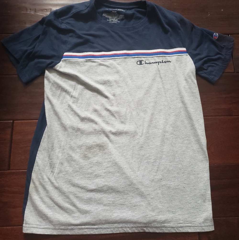 Boys Navy Blue & Gray Pre-owned  Champion Tee